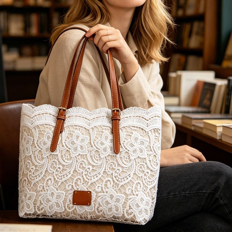 👛 Vintage Lace Shoulder Bag – Elegant, Spacious, Adjustable Strap 💼