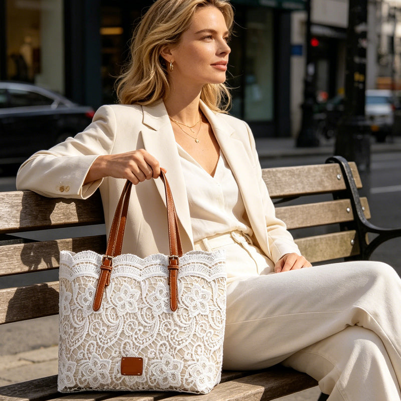 👛 Vintage Lace Shoulder Bag – Elegant, Spacious, Adjustable Strap 💼