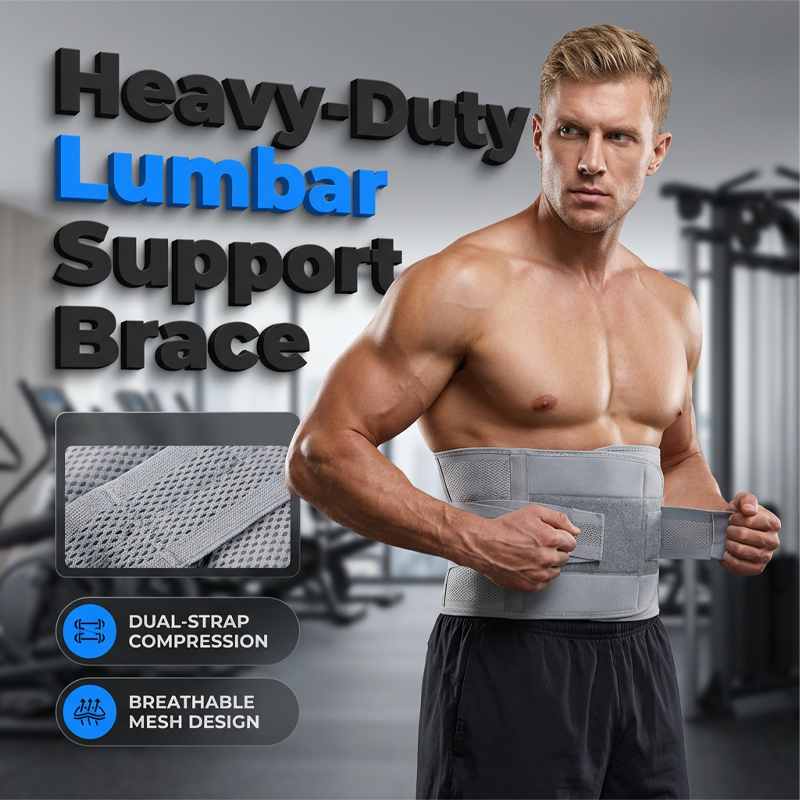 🩹 Dual-Strap Compression Back Brace – Removable Stays, Adjustable, Breathable Mesh 🏃‍♂️ ✨
