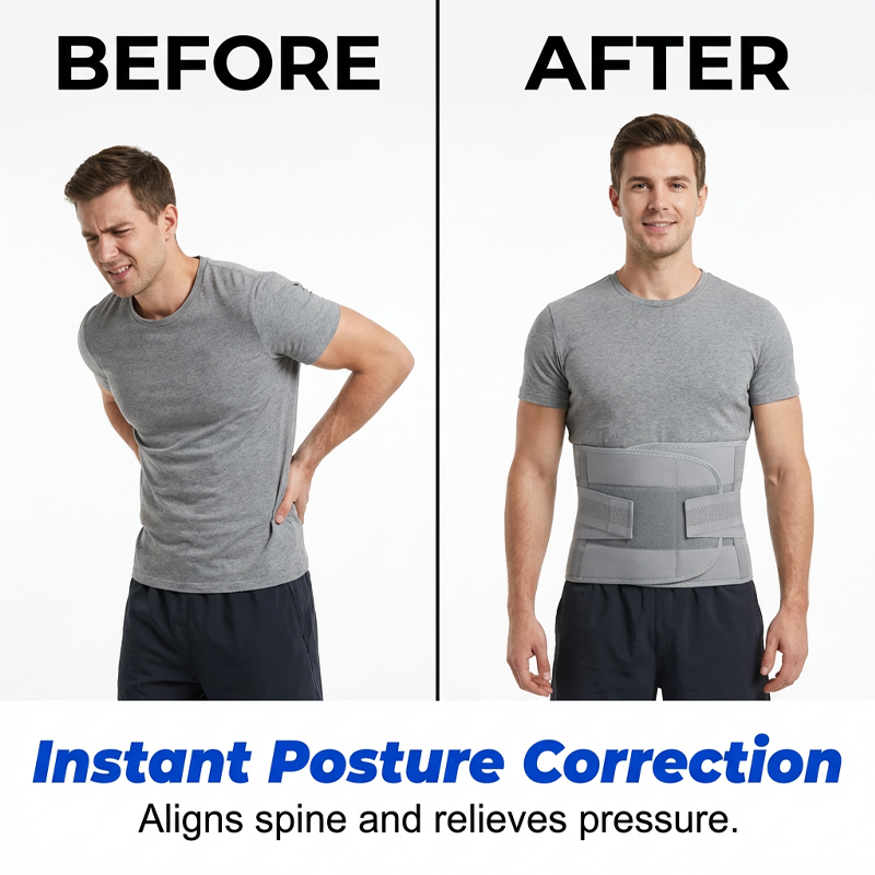 🩹 Dual-Strap Compression Back Brace – Removable Stays, Adjustable, Breathable Mesh 🏃‍♂️ ✨