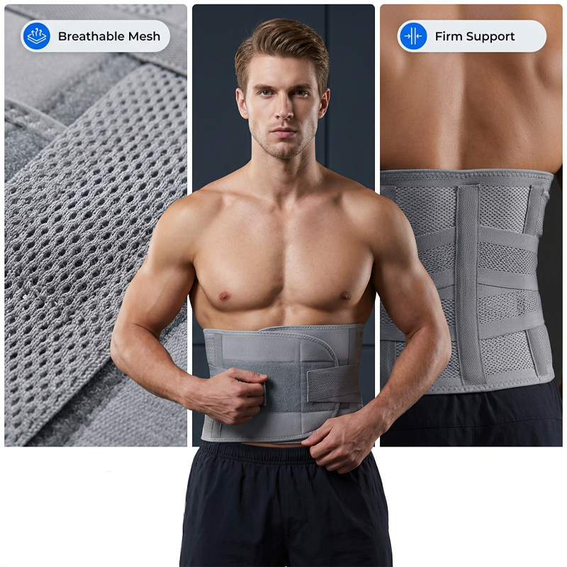 🩹 Dual-Strap Compression Back Brace – Removable Stays, Adjustable, Breathable Mesh 🏃‍♂️ ✨