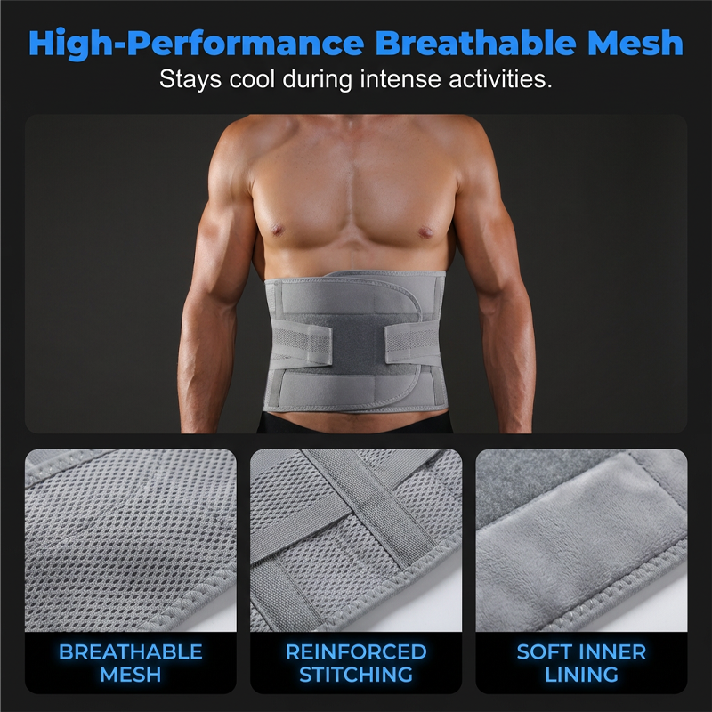 🩹 Dual-Strap Compression Back Brace – Removable Stays, Adjustable, Breathable Mesh 🏃‍♂️ ✨