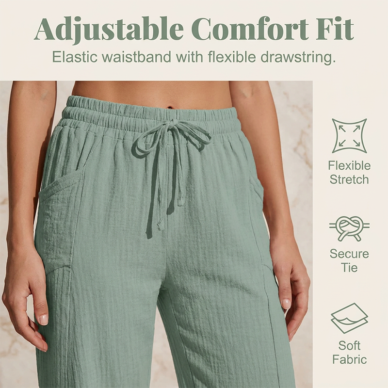 Women's plain-coloured pleated cotton and linen short