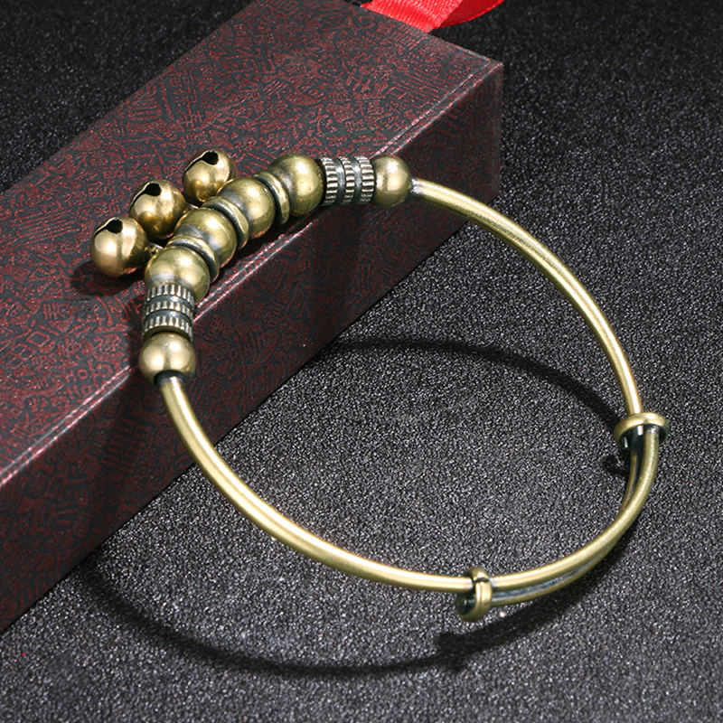 ✨ LIMITED-TIME 50% OFF! ✨ Adjustable Bell Bangle – Vintage Brass, Beads, Jingle, Lightweight 💫