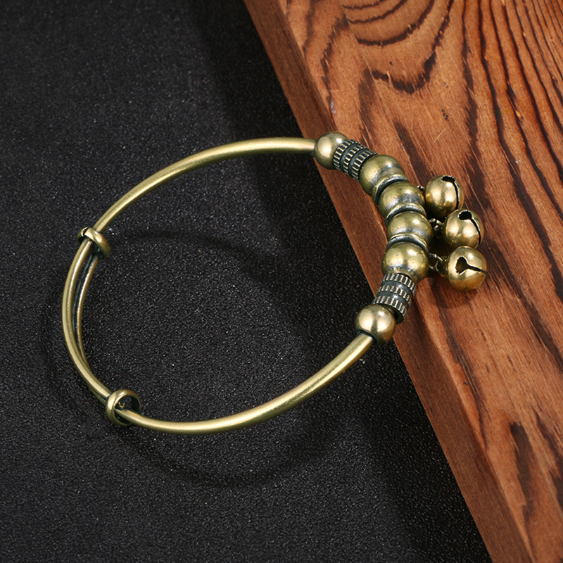 ✨ LIMITED-TIME 50% OFF! ✨ Adjustable Bell Bangle – Vintage Brass, Beads, Jingle, Lightweight 💫