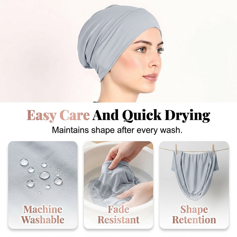 👒 BUY 1 GET 1 FREE! ✨ Soft Stretch Turban Cap – Milk Silk, Anti-Slip, Multi-Use ✨