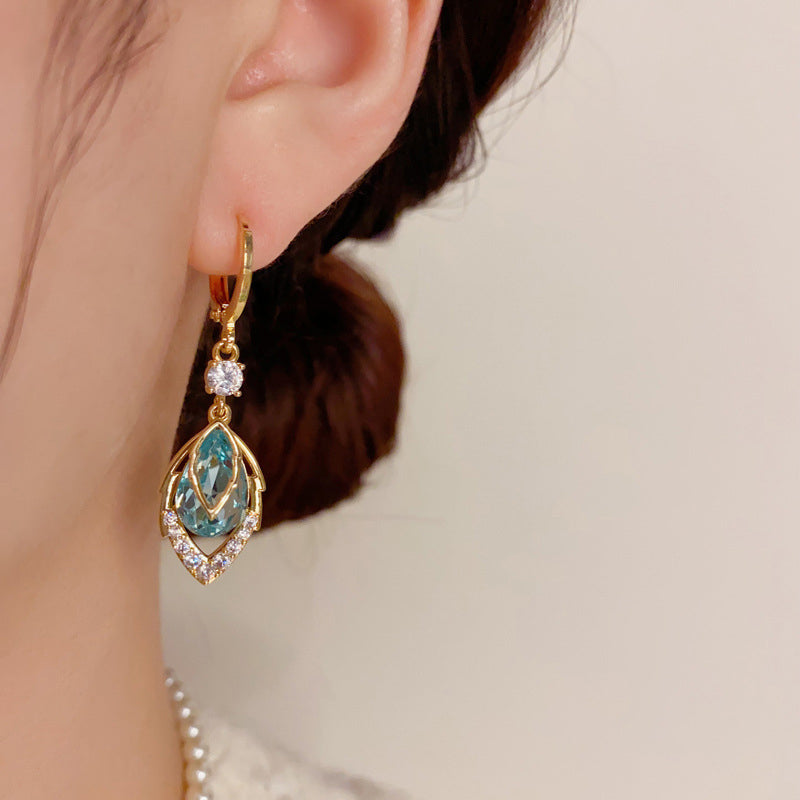 ⏰ 50% OFF – For a limited time only ✨ Sky-blue drop-dangle hoop earrings