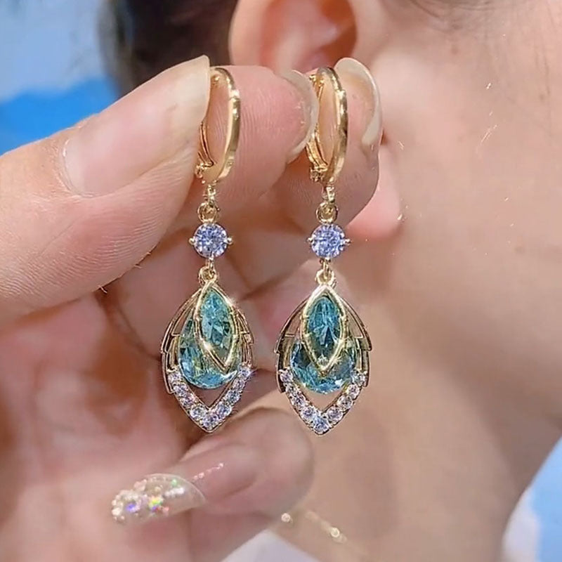 ⏰ 50% OFF – For a limited time only ✨ Sky-blue drop-dangle hoop earrings
