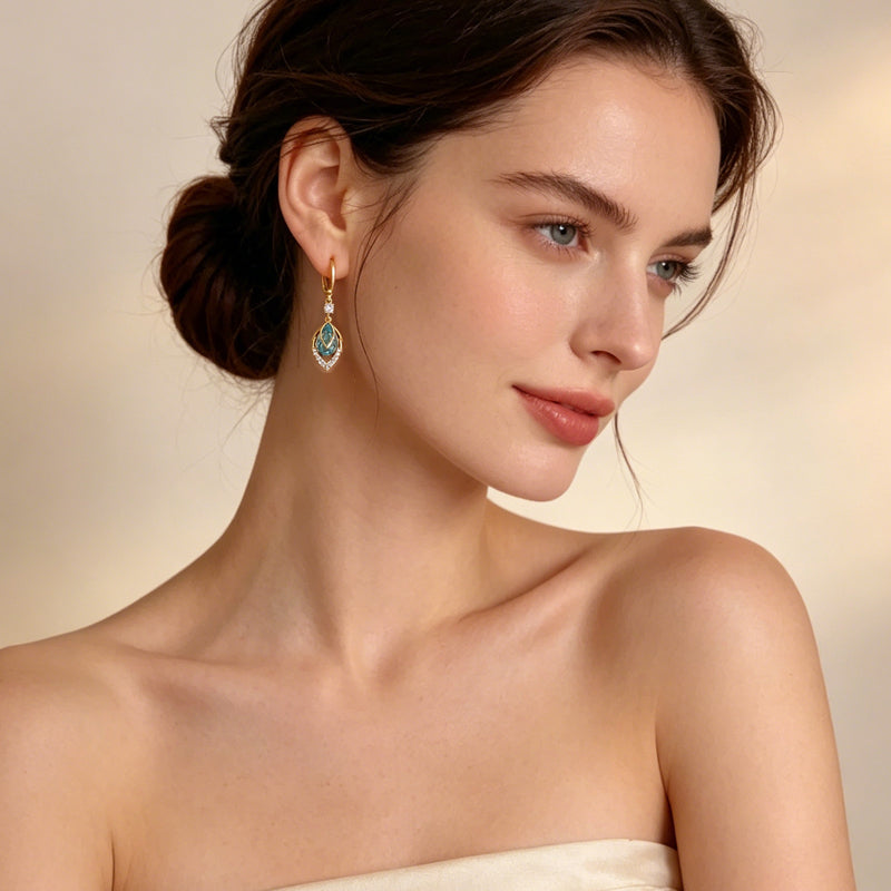 ⏰ 50% OFF – For a limited time only ✨ Sky-blue drop-dangle hoop earrings