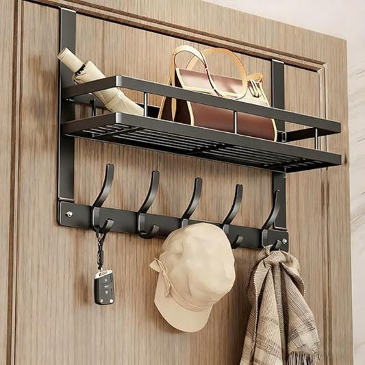 🪄 LIMITED-TIME 50% OFF! ✨ Over-The-Door Hook with Basket – Space-Saving, Strong, Tool-Free 🚪