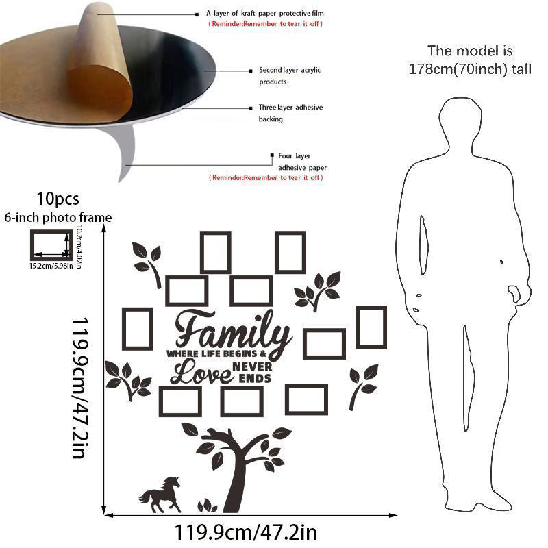 🌳 LIMITED-TIME 50% OFF! ✨ 3D Family Tree Photo Frame Wall Sticker – Modern, Glossy, Self-Adhesive 🏡