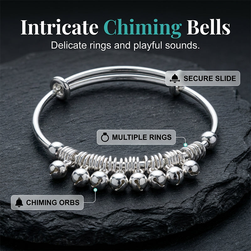 🔔 LIMITED-TIME 50% OFF! ✨ Bell Charm Bangle Bracelet – Adjustable, Silver Finish, Lightweight 💫