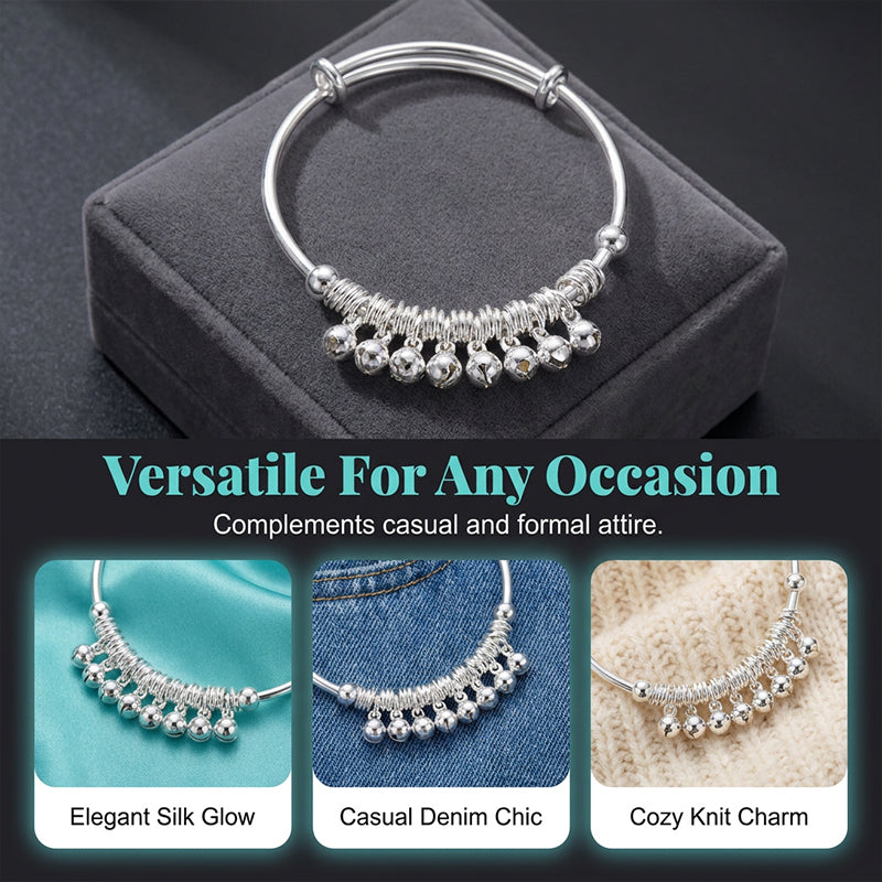 🔔 LIMITED-TIME 50% OFF! ✨ Bell Charm Bangle Bracelet – Adjustable, Silver Finish, Lightweight 💫