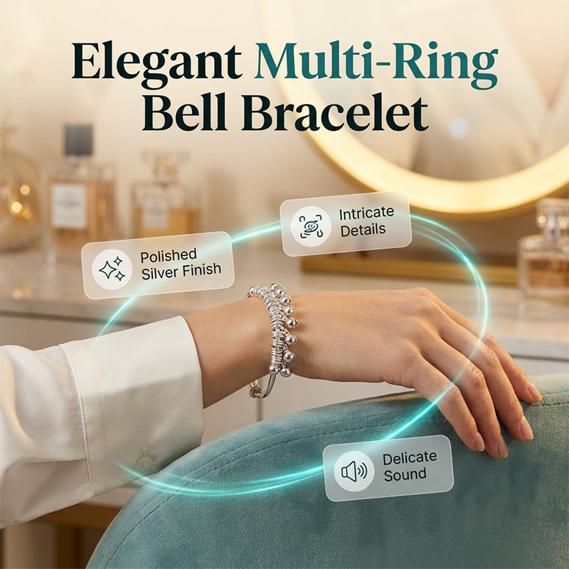🔔 LIMITED-TIME 50% OFF! ✨ Bell Charm Bangle Bracelet – Adjustable, Silver Finish, Lightweight 💫