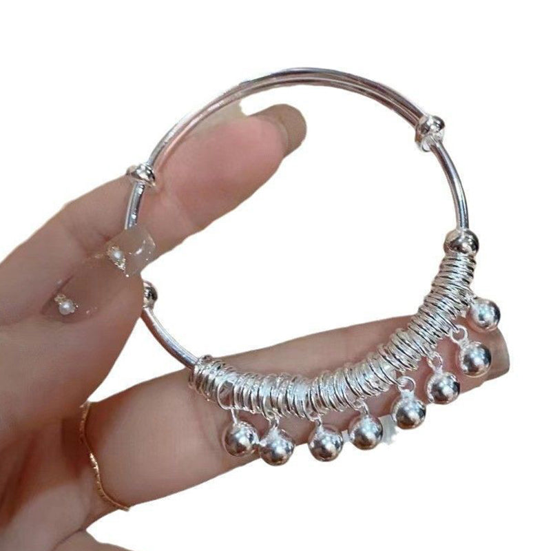 🔔 LIMITED-TIME 50% OFF! ✨ Bell Charm Bangle Bracelet – Adjustable, Silver Finish, Lightweight 💫