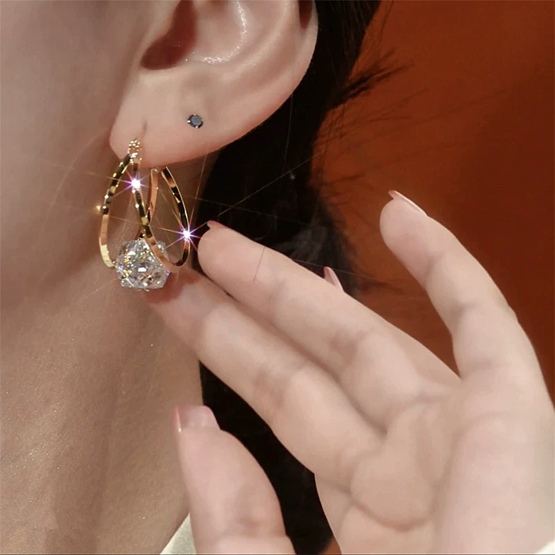 💎 LIMITED-TIME 50% OFF! ✨ Double Hoop Zirconia Earrings – Sparkling Ball, Lightweight, Secure Latch ✨