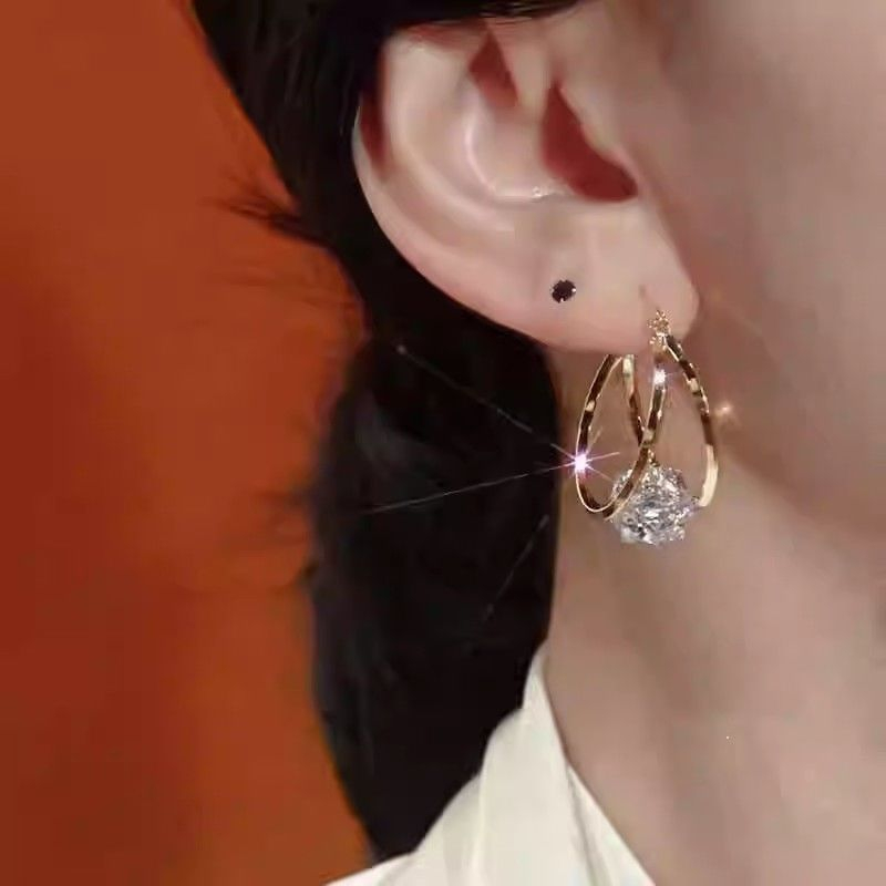 💎 LIMITED-TIME 50% OFF! ✨ Double Hoop Zirconia Earrings – Sparkling Ball, Lightweight, Secure Latch ✨