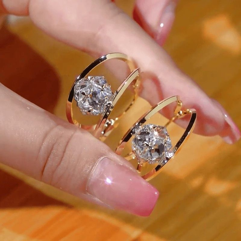 💎 LIMITED-TIME 50% OFF! ✨ Double Hoop Zirconia Earrings – Sparkling Ball, Lightweight, Secure Latch ✨
