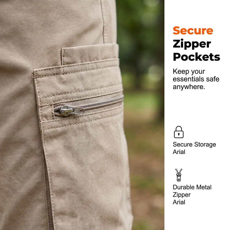 ✨ Men's Zip-Up Cargo Shorts – Breathable, Secure Pockets, Loose Fit 🏞️