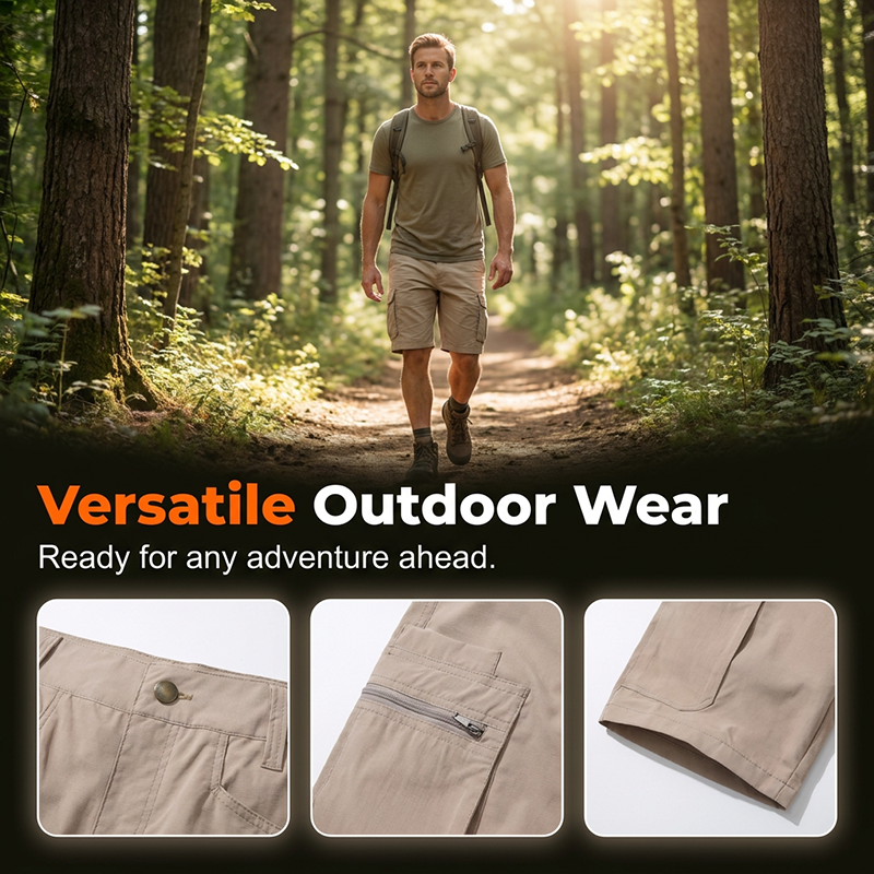 ✨ Men's Zip-Up Cargo Shorts – Breathable, Secure Pockets, Loose Fit 🏞️