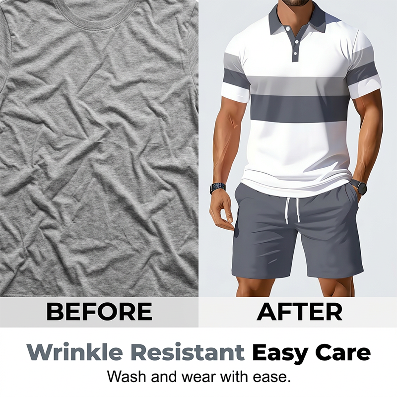 Men's Two-Piece Shirt and Shorts Set – Digital Print, Athletic Fit, Wrinkle Resistant ✨