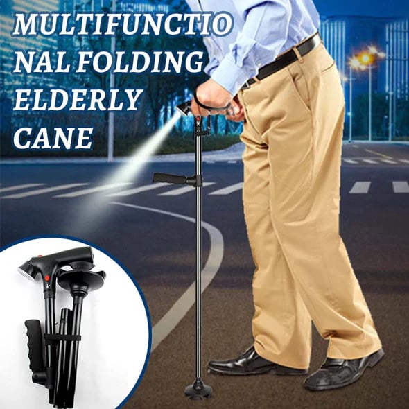 A new type of foldable crutch with LED lights 🦯