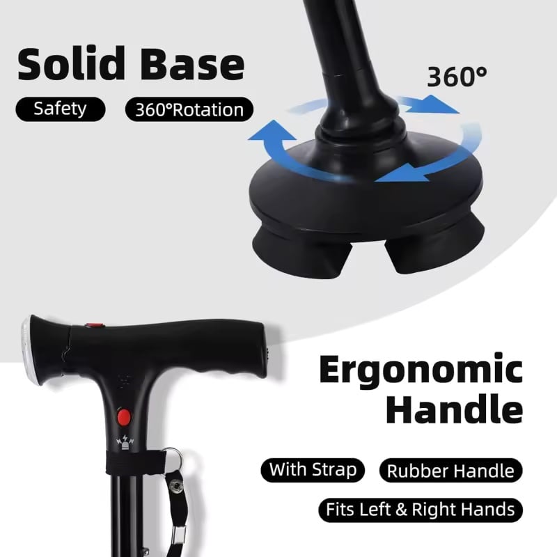 A new type of foldable crutch with LED lights 🦯