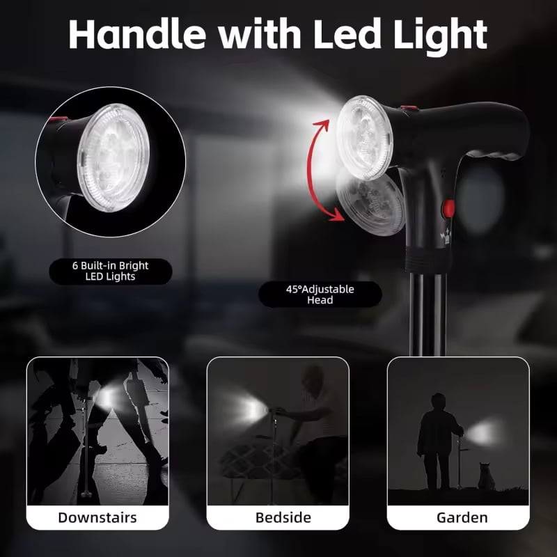 A new type of foldable crutch with LED lights 🦯