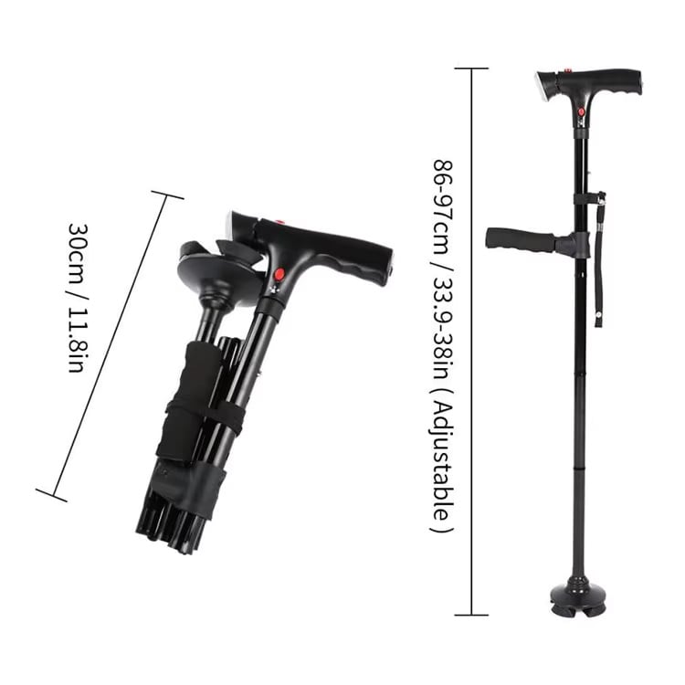 A new type of foldable crutch with LED lights 🦯