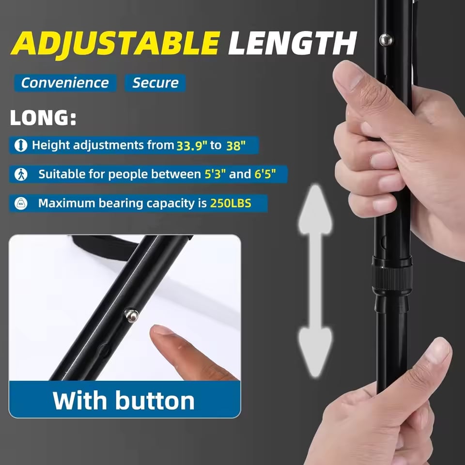 A new type of foldable crutch with LED lights 🦯