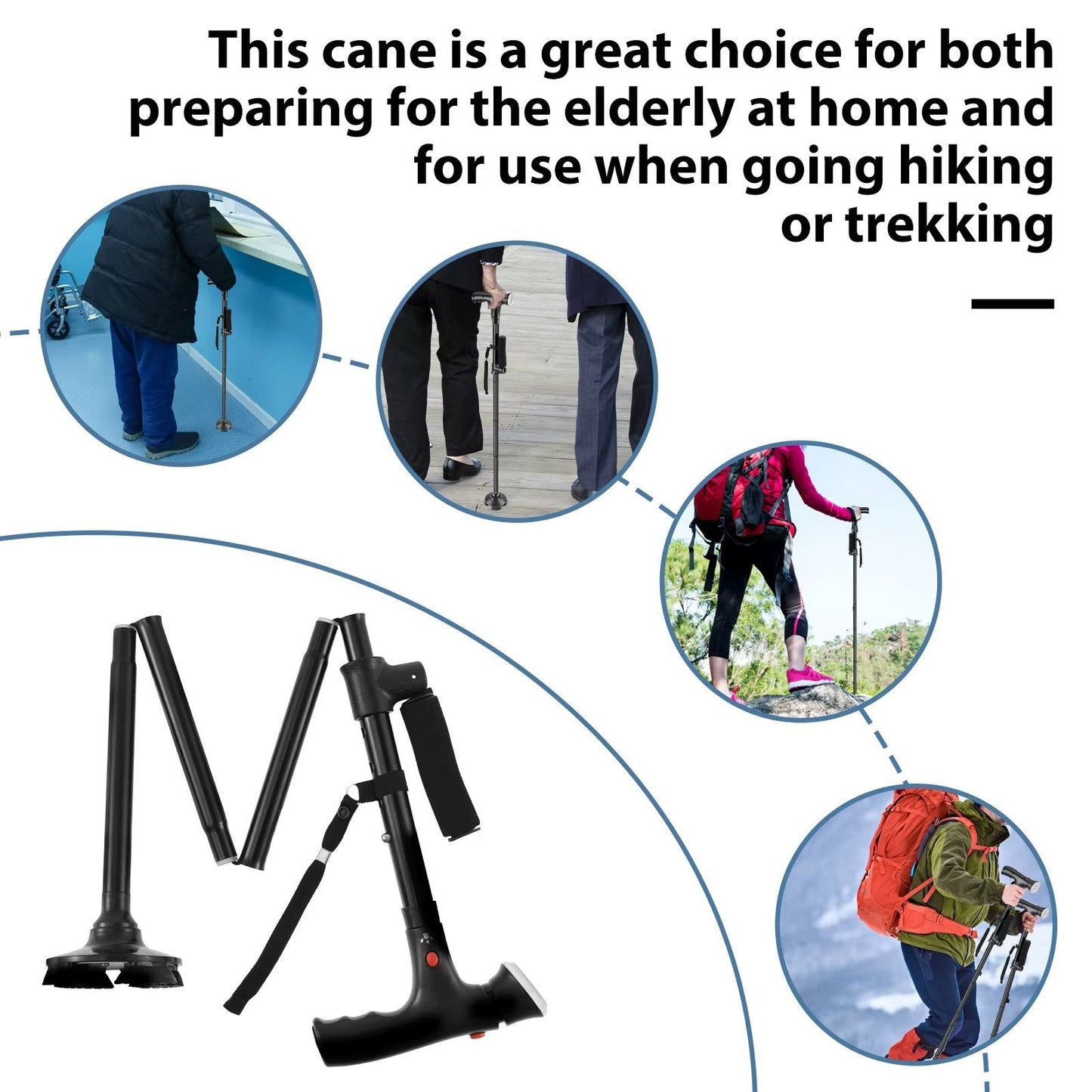 A new type of foldable crutch with LED lights 🦯