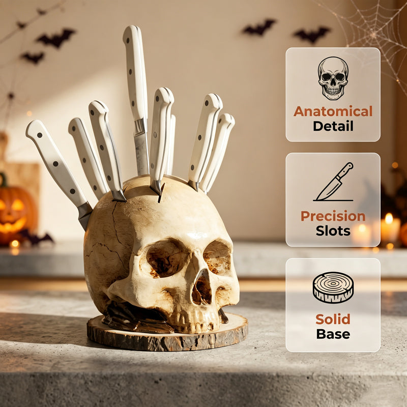 🎉 2026 Sale — Over 71,000 Sold!💞 Funny Skull Knife Holder for Kitchen Storage – Spooky & Functional 💀