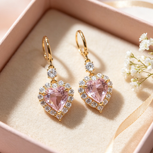 50% OFF !! Sparkling Heart-Shaped Drop Earrings