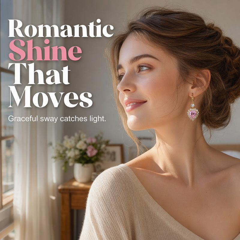 50% OFF !! Sparkling Heart-Shaped Drop Earrings
