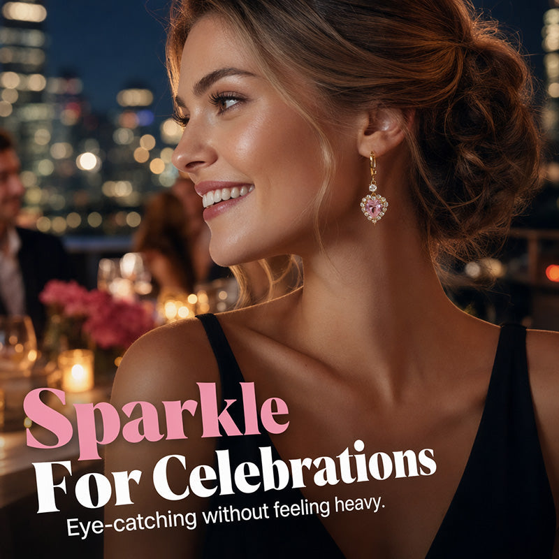 50% OFF !! Sparkling Heart-Shaped Drop Earrings