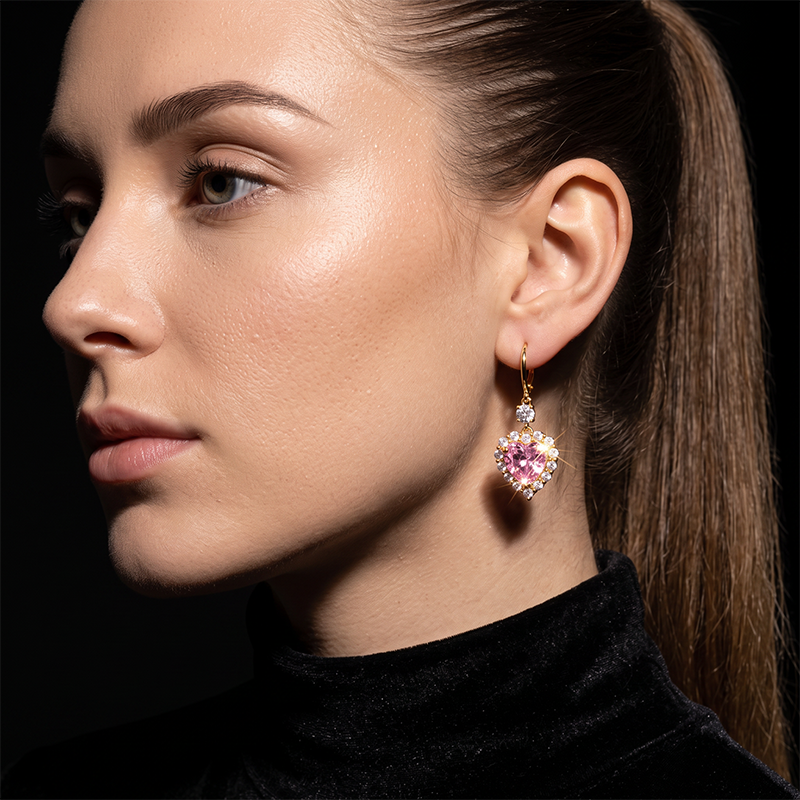 50% OFF !! Sparkling Heart-Shaped Drop Earrings
