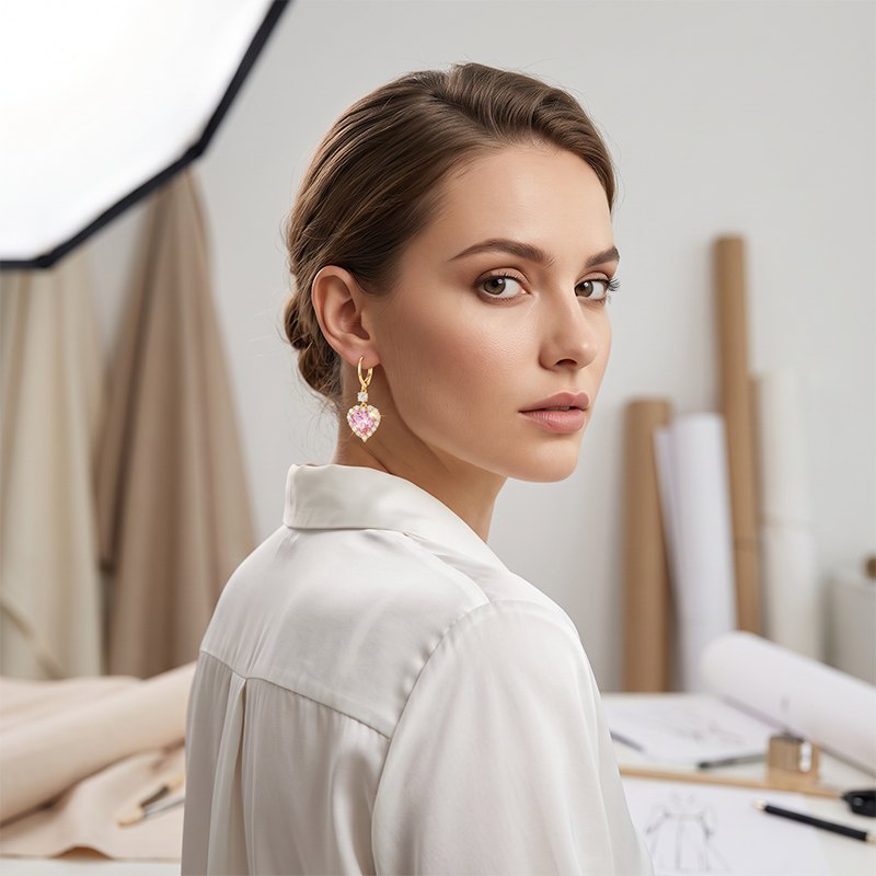 50% OFF !! Sparkling Heart-Shaped Drop Earrings