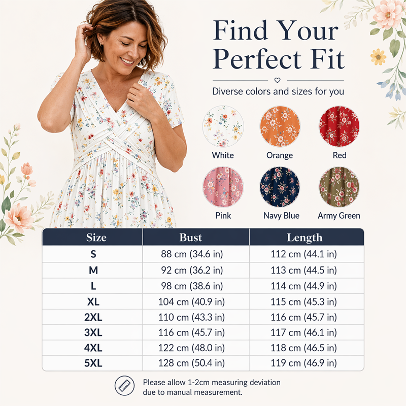 👗Women's V-neck dress | Floral print & cinched waist
