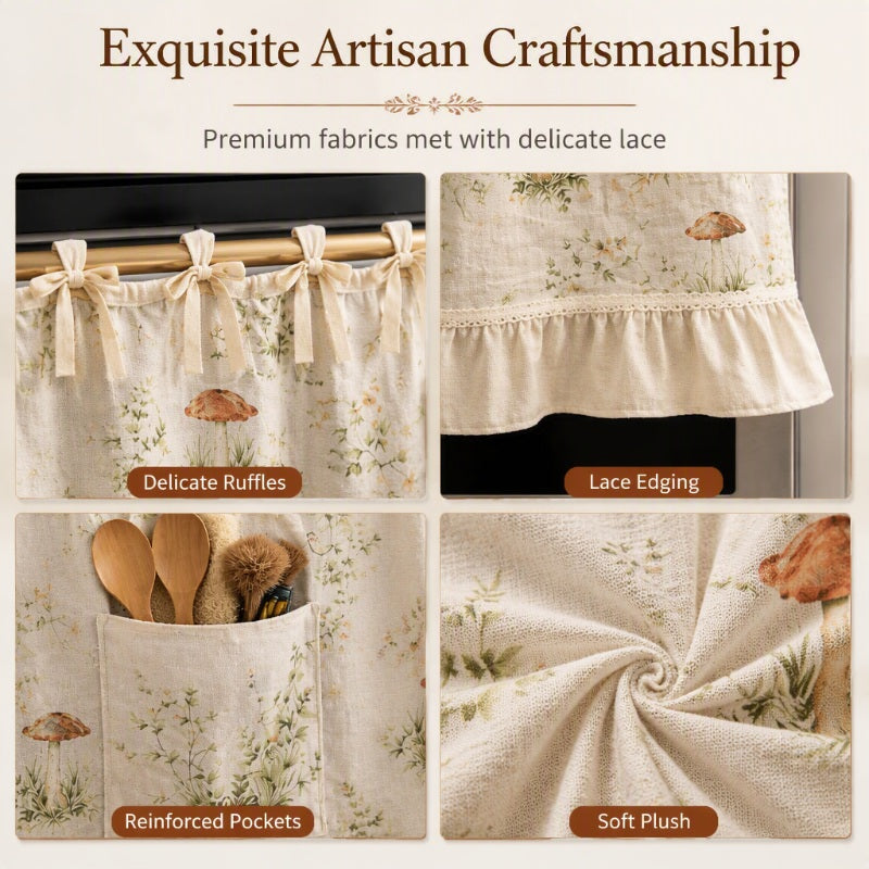 🏡 Oven skirt curtain with practical storage pockets – Keeps kitchen utensils organized and decorates the oven
