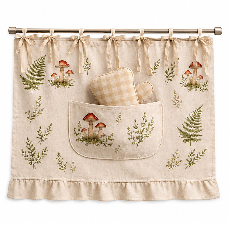 🏡 Oven skirt curtain with practical storage pockets – Keeps kitchen utensils organized and decorates the oven