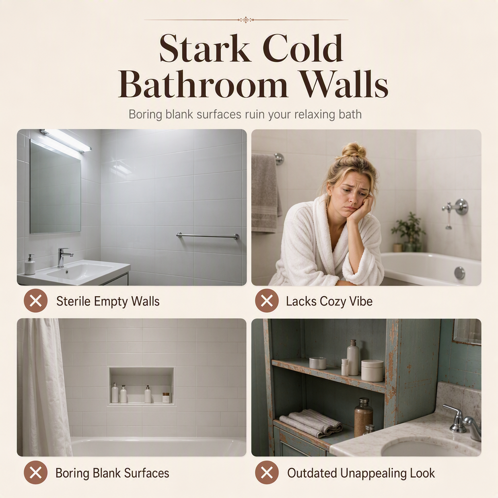 📢📢50% OFF !! ⏰4 Piece Farmhouse Bathroom Wall Decor Set🛁🧱