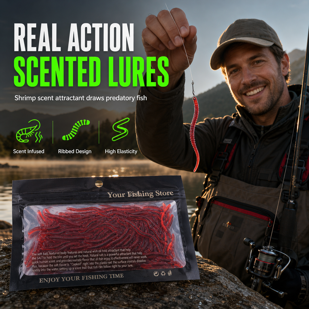 🎣 LIMITED-TIME 50% OFF! ✨ Simulation Earthworm Soft Fishing Lures – Scented, Lifelike, Durable 🌊
