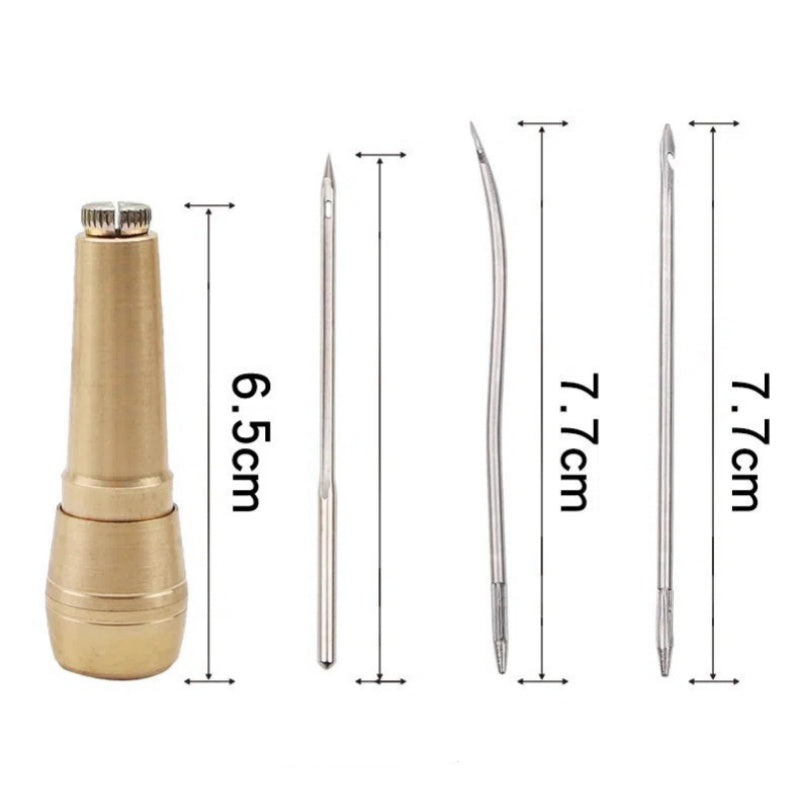 🪡 LIMITED-TIME 50% OFF! ✨ Leather Sewing Awl Kit with Waxed Thread – Interchangeable Needles, 6 Pcs 🧵