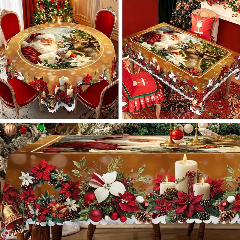 🎄 LIMITED-TIME 50% OFF! 🎅 Christmas Tablecloth for Decor – Festive, Washable, Durable ✨