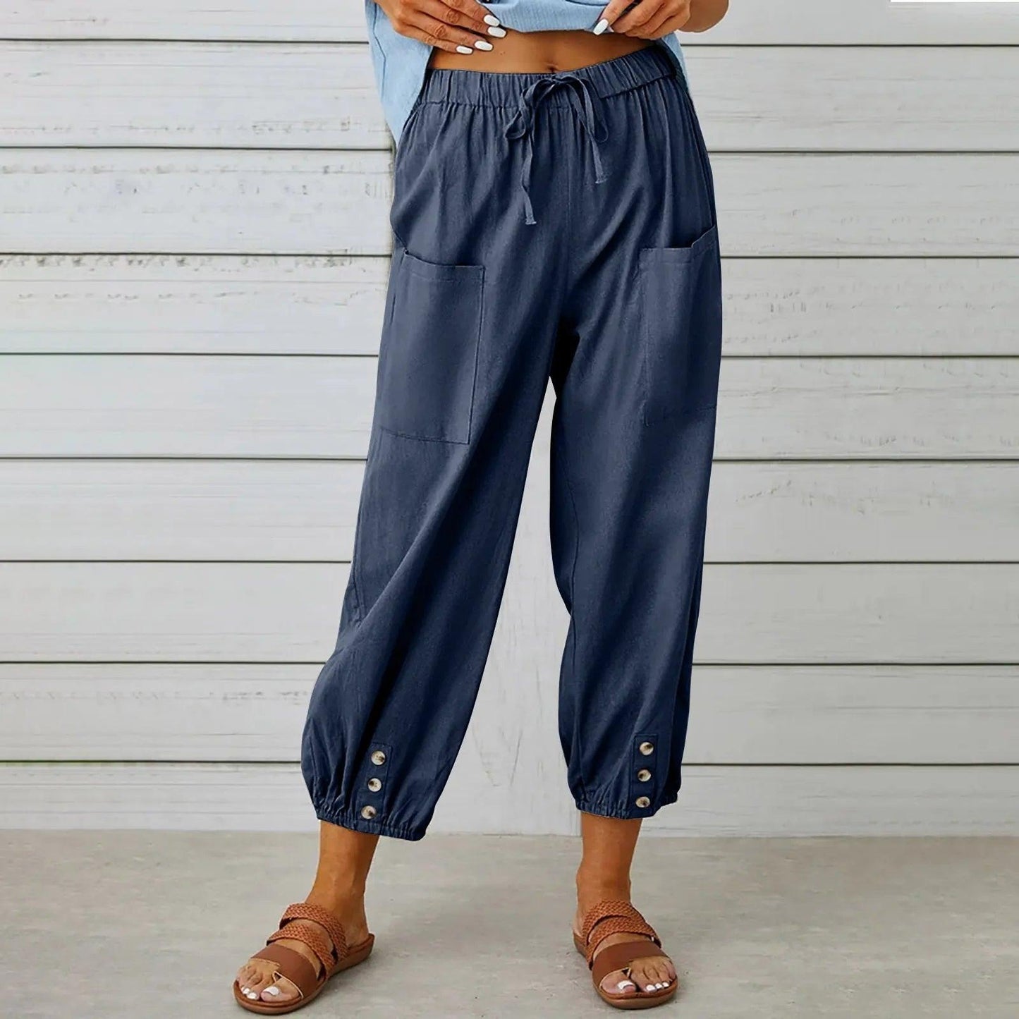2026 New summer pants made of cotton and linen for women, Nine Minute Pants