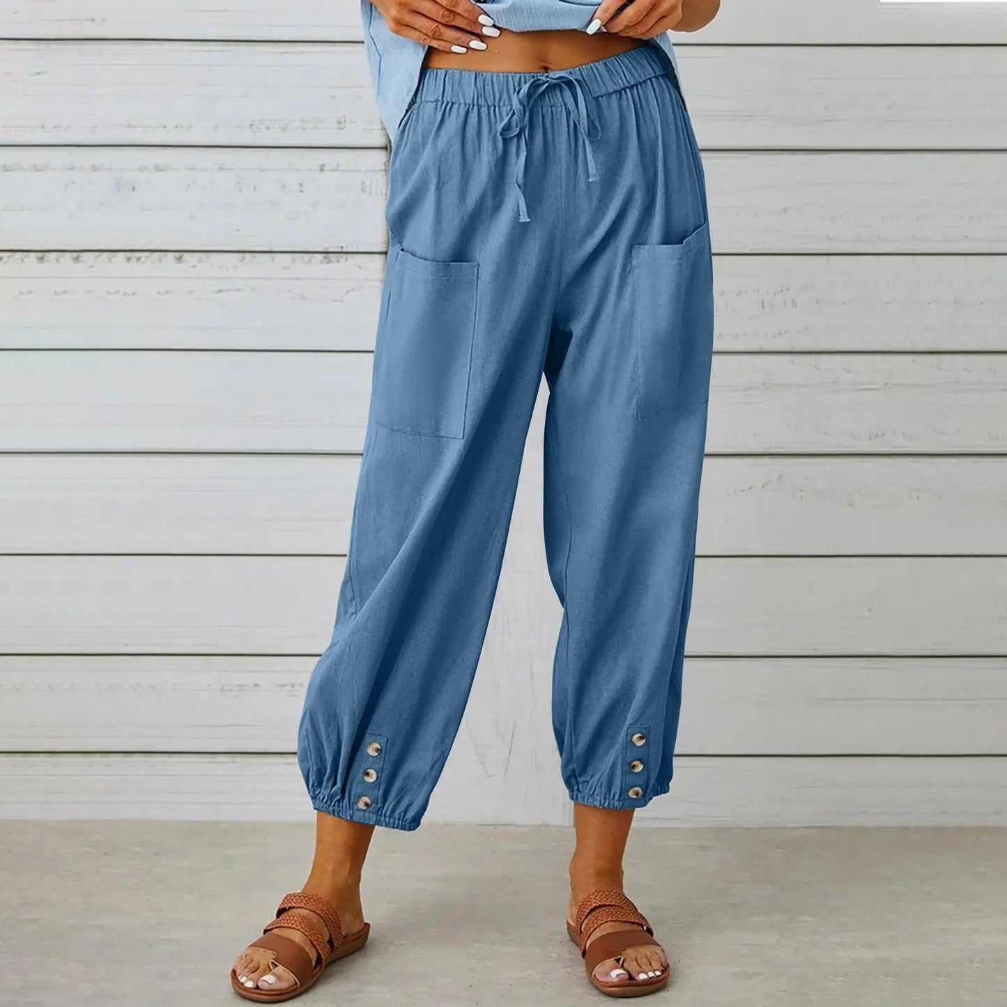 2026 New summer pants made of cotton and linen for women, Nine Minute Pants