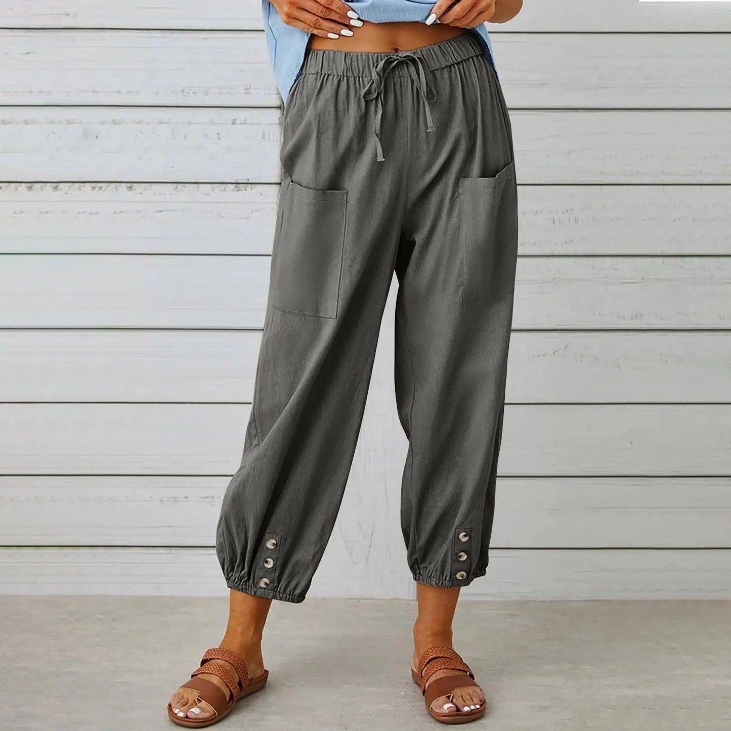 2026 New summer pants made of cotton and linen for women, Nine Minute Pants