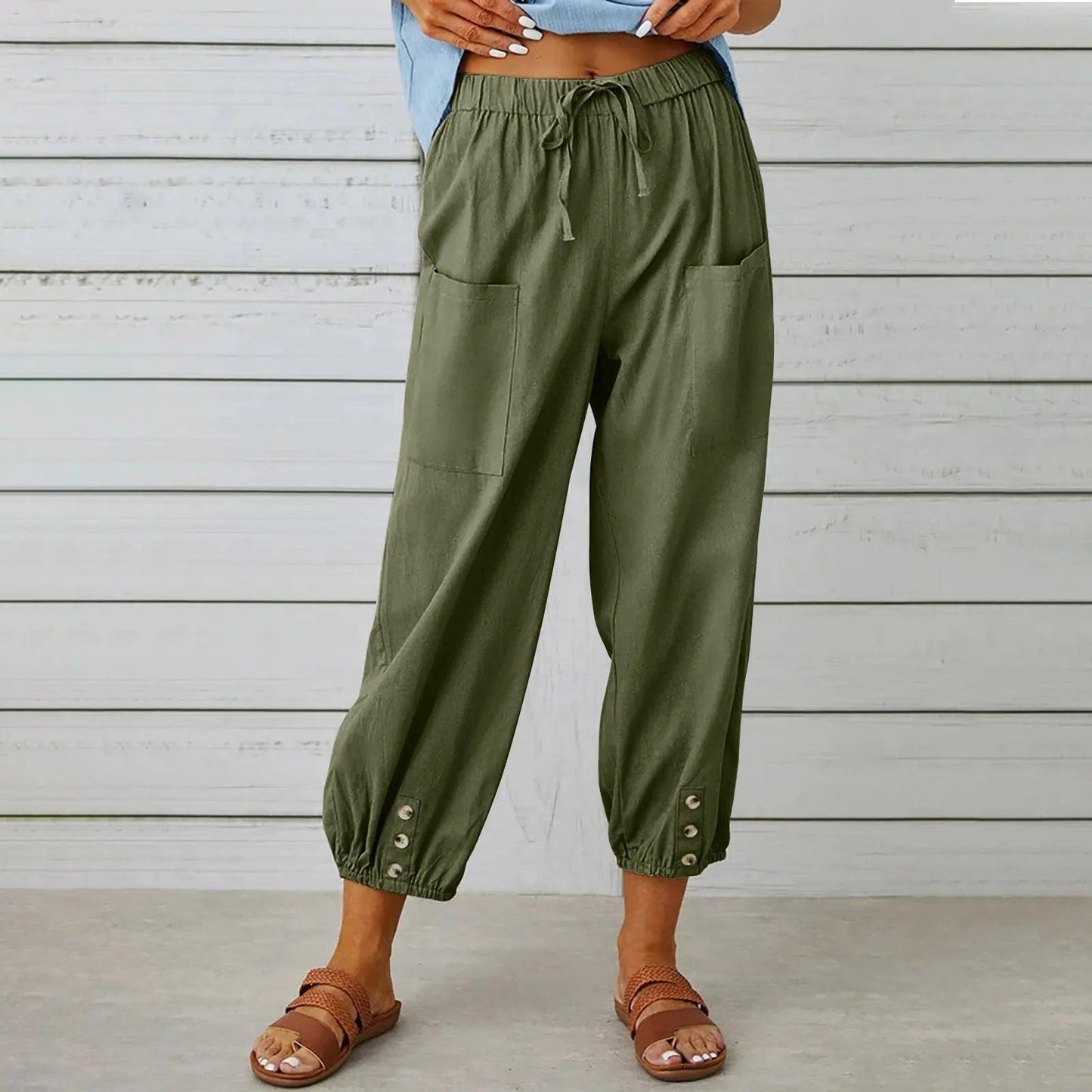 2026 New summer pants made of cotton and linen for women, Nine Minute Pants